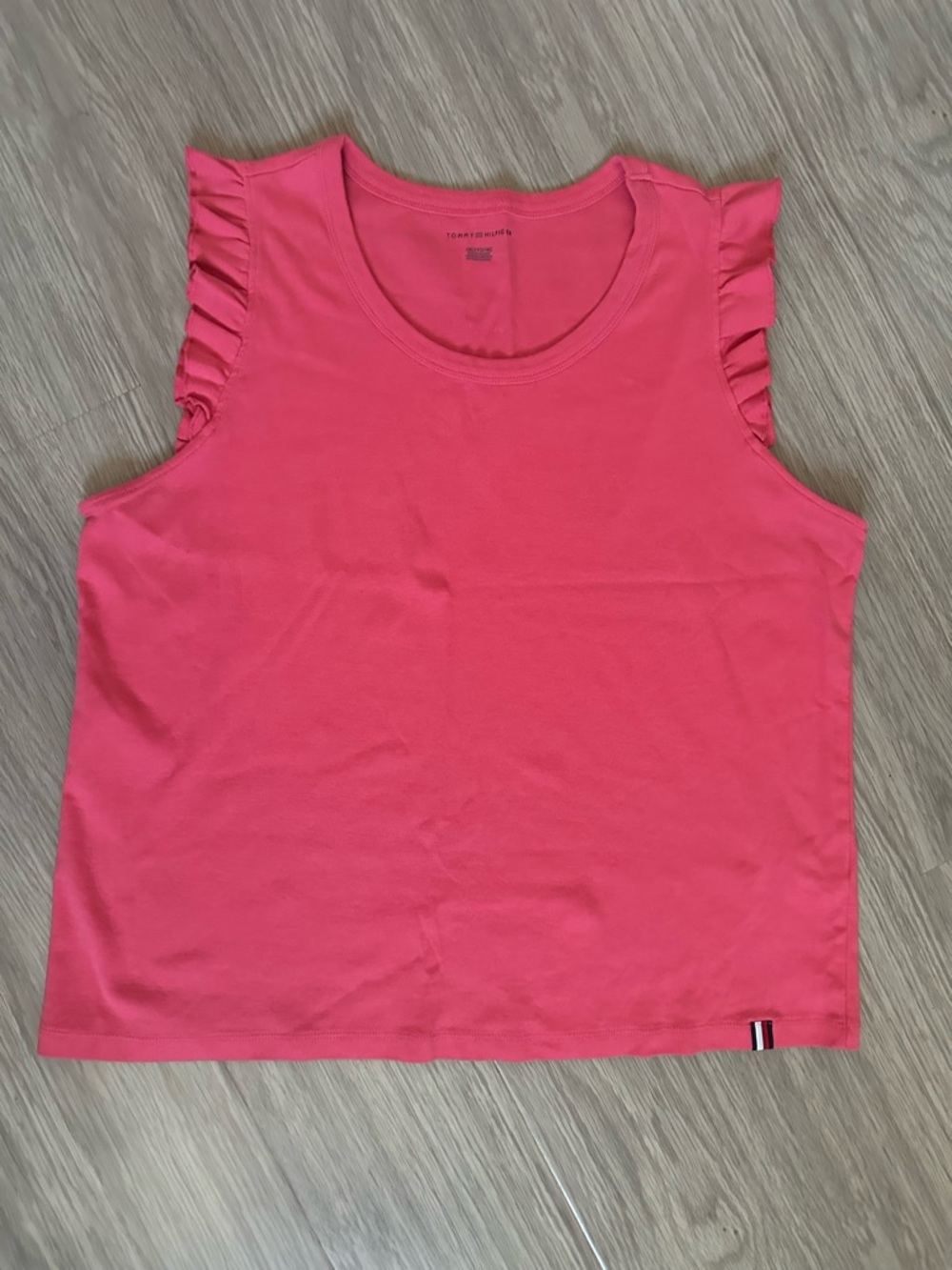 Tommy Hilfiger Hot Pink Ruffle Sleeve Cotton Tank
